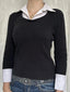 Collared Neck Cable Knit Sweater with Layering Style