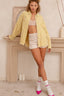 POL Button Down Raw Hem Distressed Shacket