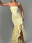 Strapless Ruffle High-Low Bodycon Dress