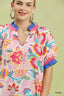 Umgee Floral Print Ruffled Short Sleeve Top