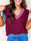 Contrast Trim V-Neck Sweater Vest