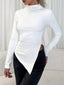 Asymmetrical Hem Mock Neck Top