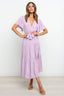 Tied Back Tiered Short Sleeve Midi Dress