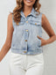 Sleeveless Button Up Denim Jacket
