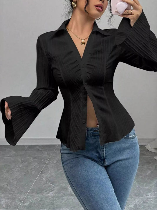 Flare Sleeve Button Up Shirt