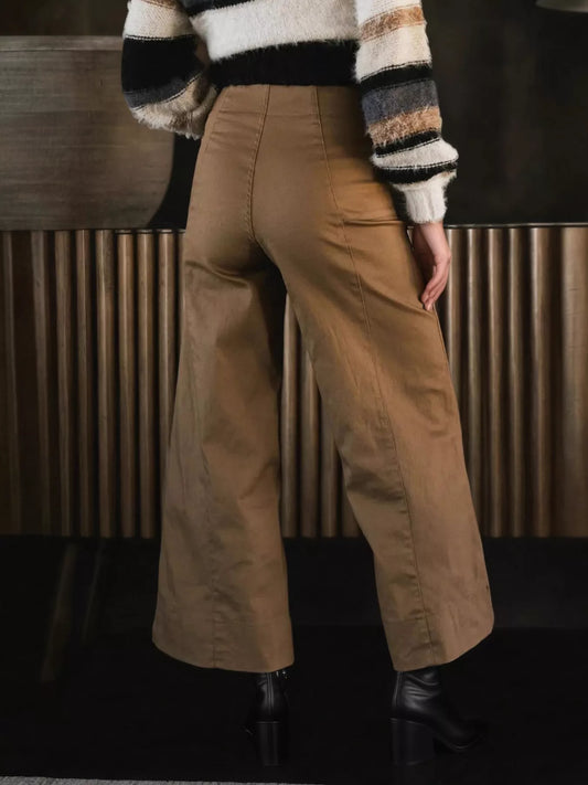 High-Waisted Wide Leg Cropped Pants