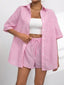 Striped Button Up Shirt and Shorts Set