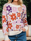 Floral Pattern Drop Shoulder Sweater