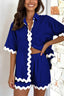 Contrast Trim Half Sleeve Top and Shorts Set
