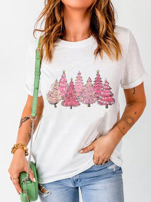 Full Size Lighting Christmas Trees Graphic Tee Plus Size