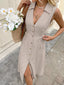 Sleeveless Button-Down Midi Dress