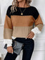 Color Block Round Neck Knit  Sweater