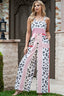 Leopard Color Block Smocked Jumpsuit
