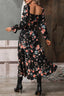 Floral Print Flounce Sleeve Midi Dress