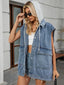 Button Down US Flag Denim Vest