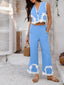 Devine Contrast Cropped Vest and Pants Set