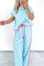 Polka Dot Contrast Trim Top and Pants Set