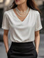 Elegant V-Neck Short Sleeve Ruched Top