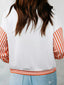 Stripe V Neck Drop Shoulder Patchwork Long Sleeve Top