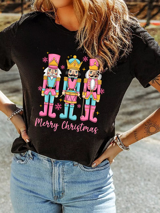 Merry Christmas Nutcracker Doll Printed T Shirt