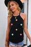 Embroidered Flower Grecian Neck Tank