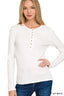 Zenana Ribbed Long Sleeve Half Button Top