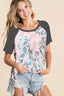 BiBi Tie Dye French Terry Top with Short Raglan