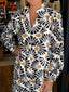 Abstract Floral Print Split Notched Dress