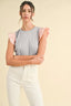 Annie Wear Mix Media Ruffle Sleeve Striped Knit Top