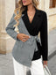 Contrast Houndstooth Tie Waist Blazer