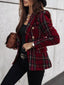 Full Size Plaid Tweed Double-Breasted Blazer Plus Size