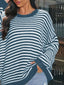 Striped Round Neck Drop Shoulder Sweater