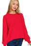 Zenana Viscose Front Seam Round-Neck Sweater