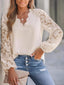 Scalloped Neckline Lace Sleeve Blouse