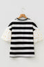 Stripe Floral Print Puff Sleeve Patchwork Blouse