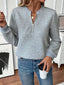 Quarter Zip Textured Long Sleeve Sweatshirt