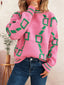 Contrast Round Neck Long Sleeve Sweater