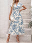 Printed Short Sleeve Midi Dress