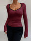Ribbed Long Sleeve Fitted T-Shirt