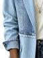 Full Size Patchwork Denim Ribbed Blazer Plus Size