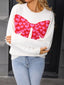 Valentine's Day Heart Bow Round Neck Sweater
