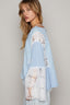 POL Lace Detail V-Neck Flare Sleeve Blouse