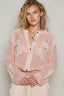 POL Texture Woven Button Down Hooded Shirt with Drawstring Hem