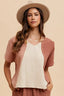 Annie Wear Color Block Cotton Gauze V-Neck Top