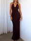 Slit Back Halter Neck Maxi Dress