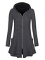 Longline Hooded Zip-Up Cardigan Coat with Flared Hem