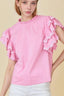 Ruffled Sleeve Frilled Collar Blouse