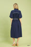 Umgee Ruffle Collar Midi Dress with Stripe Trim