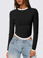Contrast Trim Round Neck Long Sleeve T-Shirt
