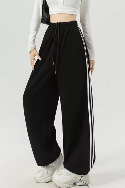Wide Leg Side Striped Pants
